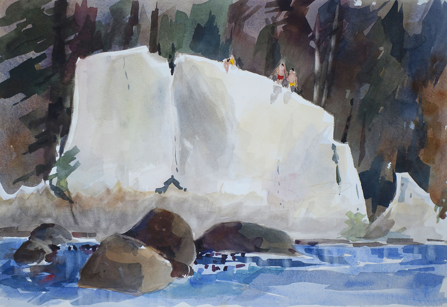 Adirondack Swimmers On Rocks Mario Cooper Workshop 1988