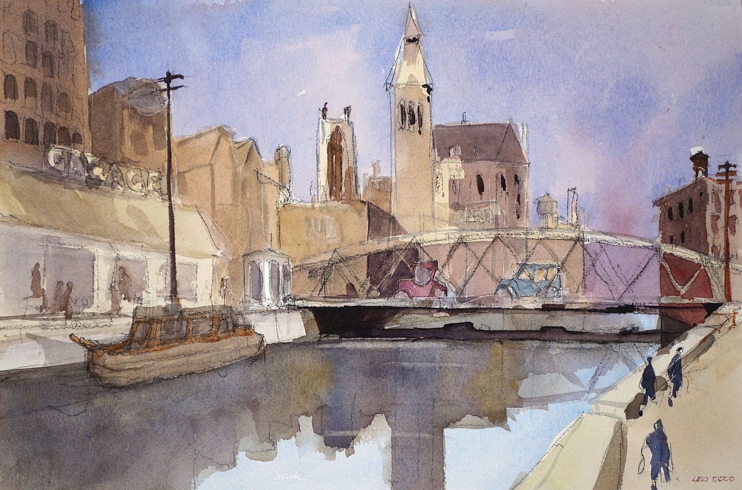 Downtown Rochester Canal Bridge at Plymouth Avenue Late 1800s Xmas Card 2012 A