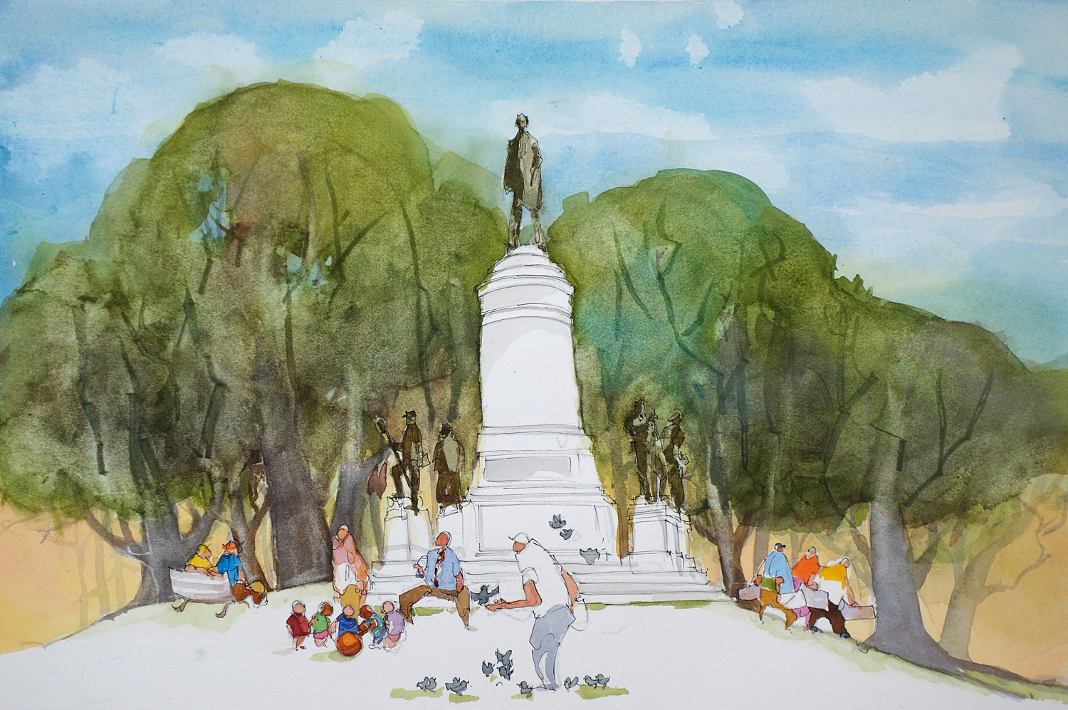 Downtown Rochester Feeding the Birds Washington Square Park