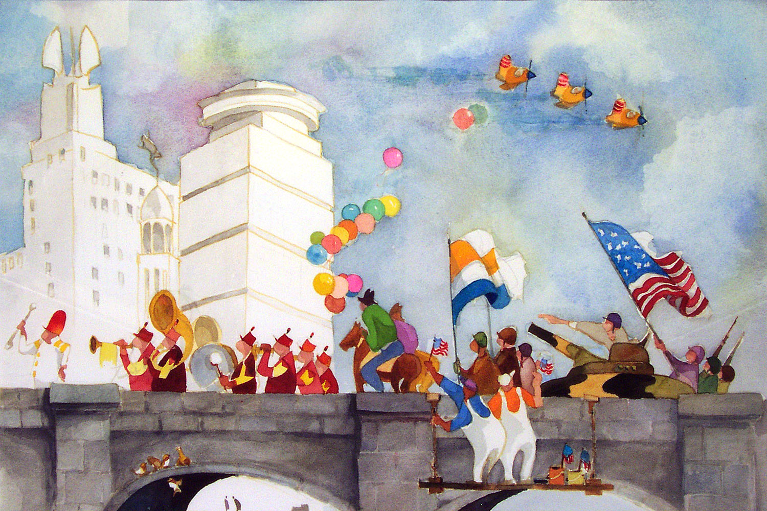 Downtown Rochester Parade on Bridge