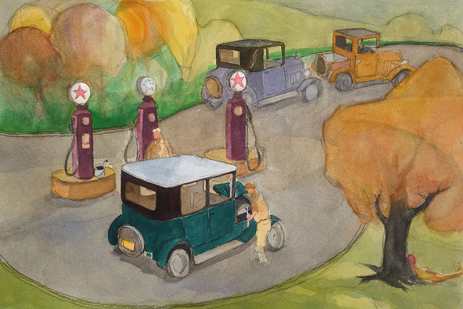 Early Transportation Automobile Old Filling Station