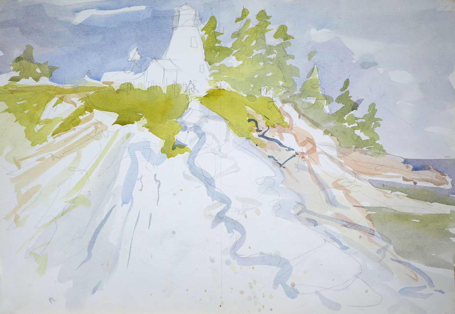 Maine Pemaquid Lighthouse Sketch